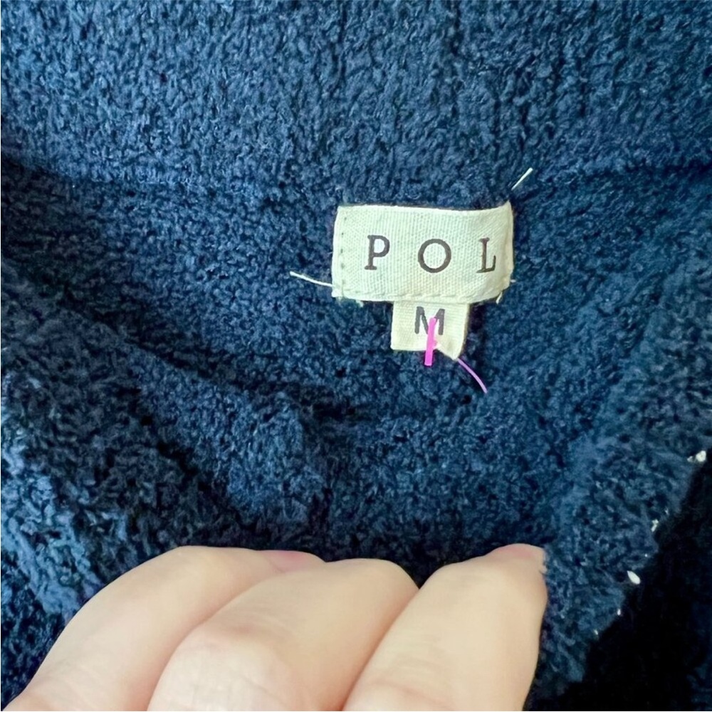 POL Matching Set Navy Blue White Heart Print Fleece Sweatshirt Sweatpant Joggers - Picture 4 of 4